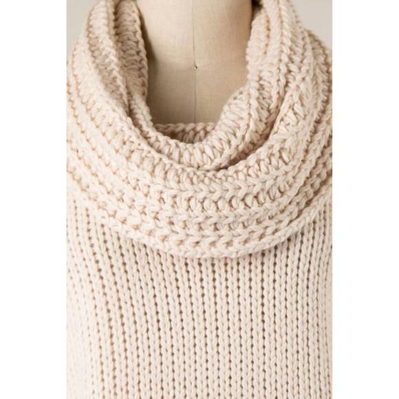 NEW MIRACLE aspen chunky cowl neck sweater in beige - Picture 3 of 4